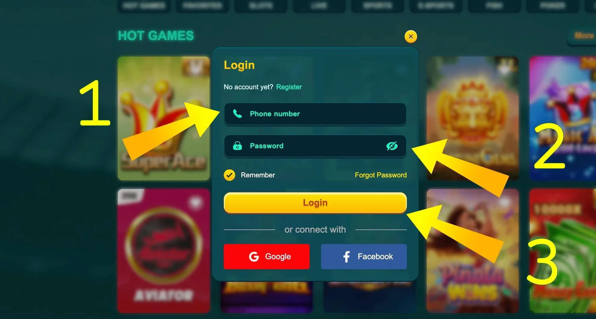 EK333 login ফর্মের ফিল্ডগুলো